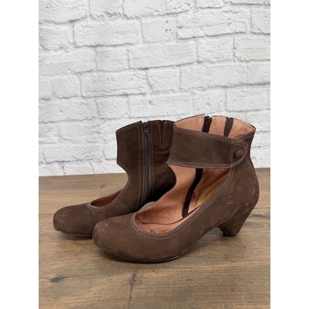 Corso Como Brown Suede Mary Jane Ankle Boots Heels 9.5 Boho Vintage Academia - Picture 2 of 13